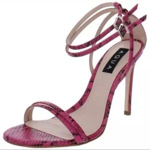 Aqua Silvana Stiletto Sandals Snake Vibrant Barbie Pink